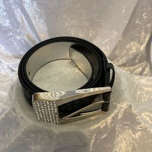 Guess Black and Silver Textured Belt